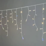 Гирлянда Бахрома 3,1 x 0,5 м тепло-белая с мерцанием белого диода 220В, 120 LED, провод белый каучук 2,3мм, IP65 Laitcom ECO120BLW-8-2WW