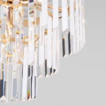 Подвесная люстра Wi-Fi каскадная Elegante 10130/8 золото Eurosvet (220V, хрусталь, управление смартфоном, голосовое управление, умный дом - Minimir Home, Алиса, Маруся, Салют, на цепи)