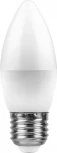 Лампочка светодиодная свеча белая колба E27 7 Вт 2700K теплое белое свечение Feron 25758