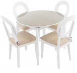 Стол Ривьера СВ D90, Стекло, Эмаль белая/Капучино, 7, Аврора