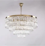 Подвесная люстра ярусная Newport 10120 10129+9/C gold (220V, хрусталь, на цепи, круглые)