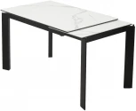 Стол CORNER 120 MATTE STATUARIO Белый мрамор матовый керамика, стекло/ черный каркас М-City