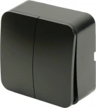 Выключатель двухклавишный (черный матовый) Stekker София 49475