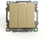 Выключатель трехклавишный (золото) Stekker Катрин 49219