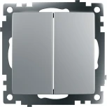 Выключатель двухклавишный (серебро) Stekker Катрин 39578