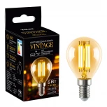 Лампа светодиодная, форма «шар», янтарная колба Volpe Vintage LED-G45-5W/AMBER/E14/VLF