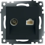 ТВ-розетка и Ethernet RJ-45 (черный) Stekker Катрин 49182
