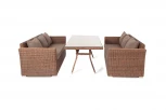 Обеденная группа из искусственного ротанга, цвет коричневый 4SIS Мокко Дабл MDS3S3C2T-5-SET brown
