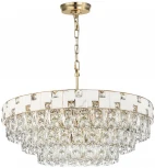 Подвесная люстра большая Odeon Light Chessi 5076/21 золото/прозрачный/белый/металл/хрусталь/алебастр E14 21*40W (220V, на цепи)