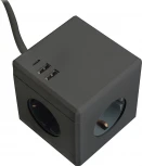 Удлинитель 3-х местный с заземлением 2хUSB Type A+C Stekker Comfort 49657