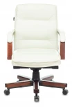 Кресло руководителя Бюрократ T-9927WALNUT-LOW слоновая кость кожа низк.спин. крестовина металл/дерево