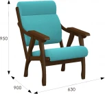 Кресло Вега 10 ткань бирюза, каркас орех от фабрики Mebelik