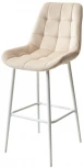 Барный стул ХОФМАН, цвет H-06 Бежевый, велюр / белый каркас