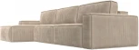Диван угловой Прага Классик лонг левый угол (Бежевый/Велюр) Лига Диванов арт.121060L