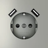 Розетка с заземлением, шторками и USBх2 (сталь) Voltum S70 VLS040405