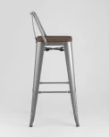 Стул барный Stool Group TOLIX WOOD со спинкой серебристый матовый УТ000000696
