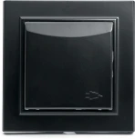 Розетка с заземлением защитной крышкой и шторками (черный) Stekker Эрна 39481