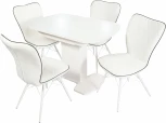 Стол Корсика, Белый матовый/Стекло белое, Аврора