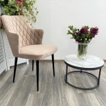 Стул M-City HERMAN БЕЖЕВЫЙ #5, велюр / черный каркас