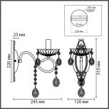 Бра с хрустальными подвесками в форме подсвечника Lumion Luina 8346/1W бронза/прозрачный, металл/хрусталь E14 1*40W 220V