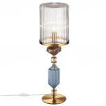 Настольная лампа с выключателем Odeon Light Terra 5414/1T античная бронза/коричневый/синий/металл/керамика E14 1*40W