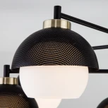 Потолочная люстра Wi-Fi на штанге Eurosvet Nocciola 70106/6 черный (220V, управление смартфоном, голосовое управление, умный дом - Minimir Home, Алиса, Маруся, Салют, шарики)