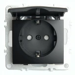 Розетка с заземлением защитной крышкой и шторками (черный) Stekker Эрна 49156