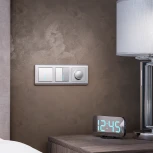 Выключатель двухклавишный с подсветкой (cеребряный рифленый) Werkel W1120109 (a051356)