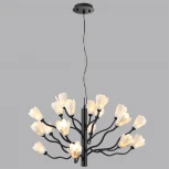 Подвесная люстра Odeon Light Gardi 5090/18 черный матовый/белый/фарфор G4 LED 18*5W (220V, на тросе, цветы)