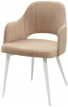Стул FANTINE-LA БЕЖЕВЫЙ #5, велюр/ белый каркас