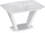 Стол на тумбе Woodville Петир 120(160)х80 ультра белый / белый / камень белый 517335