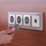 Розетка с заземлением, безвинтовой зажим (серебряный) W1171306 (a051514)