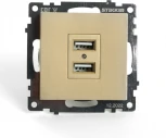 Розетка с USBх2 (золото) Stekker Катрин 49229
