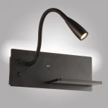 Настенный светильник с беспроводным ЗУ и полкой светодиодный для чтения с выключателем AM Group AM483 AM483 BK (220V)