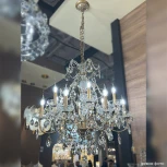 Подвесная люстра Crystal Lux ODELIS SP12 GOLD (220V, подвески, на цепи, подсвечник, свеча)