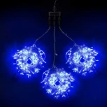 Комплект 3 Синих Нити по 20м c Контроллером, 600 LED, Провод Прозрачный Силикон, IP65