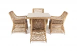 Обеденная группа плетеная на 4 персоны, цвет соломенный 4SIS Айриш AC4T-5-SET