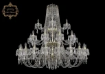 Подвесная большая люстра Art Classic 11.23 11.23.20+10+5.460.3d.Gd.Dr (220V, хрусталь, на цепи, подсвечник, свеча)