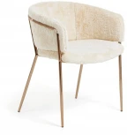 Обеденный стул La Forma (ex Julia Grup) Runnie (Белый/ Фанера,Сталь,Пена,Медь,Металл)