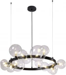 Подвесная люстра светодиодная AGATA SP15 V2 BLACK/TRANSPARENTE (220V, на тросе, шарики)
