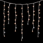 Гирлянда Бахрома 3,2 x 0,9 м Экстра Тепло-Белая с Мерцанием Белого Диода 220В, 168 LED, Провод Белый Каучук, IP65
