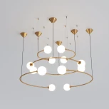 Умная подвесная люстра Bogate's Brook 359/12 латунь (220V, на тросе, шарики, бусы)