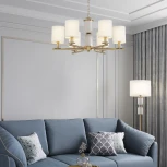 Подвесная люстра Wi-Fi Eurosvet Caprera 60146/6 латунь (220V, управление смартфоном, голосовое управление, умный дом - Minimir Home, Алиса, Маруся, Салют, на цепи)