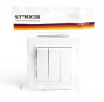 Выключатель трехклавишный (белый) Stekker Эрна 39922