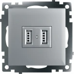 Розетка с USBх2 (серебро) Stekker Катрин 39588