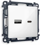 Комплект механизма Ambrella Volt розетки ALFA MA111010 Белый глянец 2USB A+C 20W быстрая зарядка QUANT