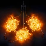 Комплект 3 Оранжевых Нити по 20м c Контроллером, 600 LED, Провод Прозрачный Силикон, IP65