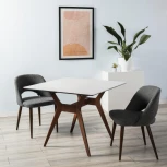 Стол R-Home Нарвик 860*860 мрамор Бьянко Темный орех