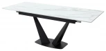 Стол Ниагара 140 БЕЛЫЙ МРАМОР, стекло / ЧЕРНЫЙ,