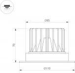 Встраиваемый точечный светильник под гипсокартон MS-ATLAS-TRIMLESS-R70-12W Day4000 (WH, 32deg, 230V) (Arlight, IP20 Металл) 037057(1) (LED)